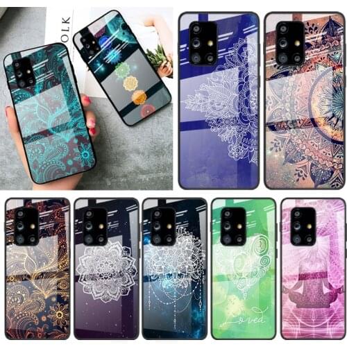 Tempered Glass Cover Mandala Chakra Yoga For Samsung Galaxy A91 A81 A72 A71 A52 A51 A41 A31 A21S A11 A01 Phone Case