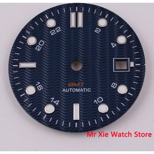 31mm Bliger black blue luminous watch Dial Fit ETA 2836/2824 DG2813/3804 Miyota 8215 821A