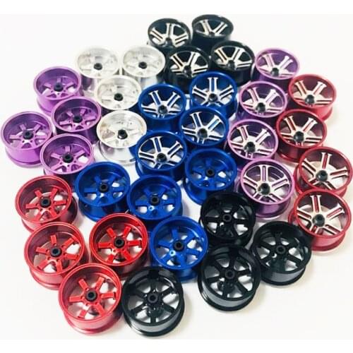 4 Pieces Middle Diameter Wheels 95276/94993 Aluminum Alloy Wheel With Adapters for Tamiya Mini 4WD Car Models