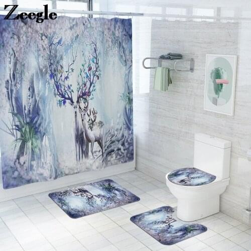 Nordic Style Bathroom Bath Mat Home Decor Shower Room Toilet Non Slip Floor Carpet Rugs with Polyester Bath Curtain Bathroom Rug