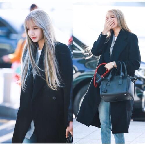 Kpop Korean Celebrity Winter Wool Warm Jacket Trench Women Long Sleeve Pocket Vintage Outerwear Female Office Ladies Windbreaker