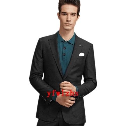 Handsome Groomsmen Peak Lapel Groom Tuxedos Wedding Dress Men Suits Blazer Prom Dinner (Jacket+Pants+Tie) K316