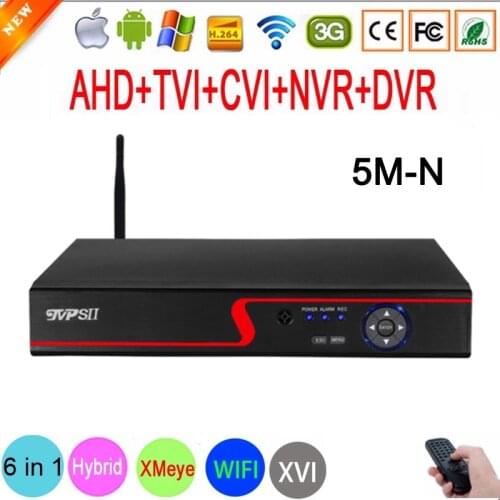 Red Panel Audio Xmeye Face Detect 5M-N Hi3521D H265+ 16CH 16 Channel 8CH 8 Channel 6 in 1 Hybrid NVR CVI TVI AHD WIFI CCTV DVR