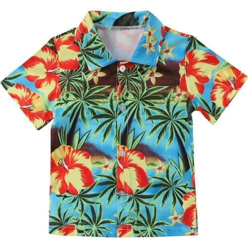 Hot Casual Baby Boy Girls clothes Kids Summer Shirt Short Sleeve Beach Holiday Shirt Tops 0-5Y