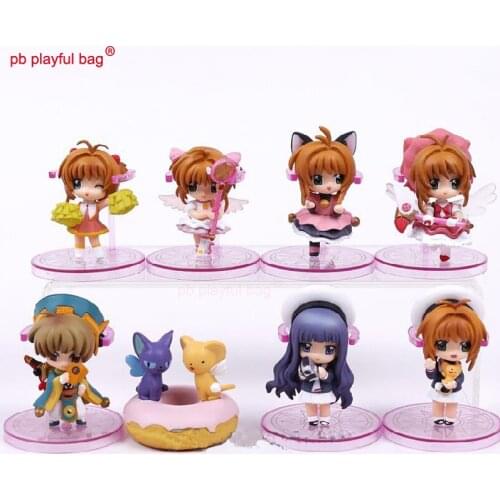 Best birthday gift for children Q version8pcs 5~7cmPVC Cardcaptor Sakura Tomoyo Daidouji LI SYAORAN animation character toy aa35