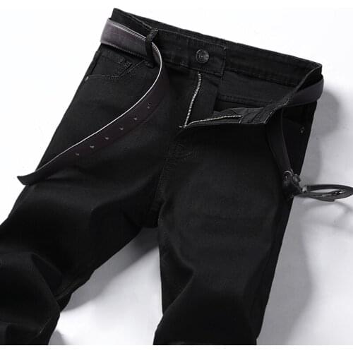 XL 28-40 Mens Classic Straight Loose Plus Velvet Black Jeans New Mens Casual Formal Jeans Large Size Mens Workwear