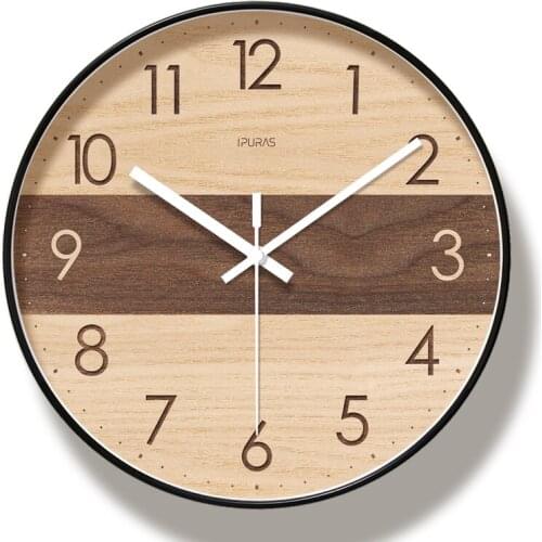Wood Grain Wall Clocks Silent Sweep Modern Elegant Creative Clock Home Decoration Fashion Home Decor Wall Clock
