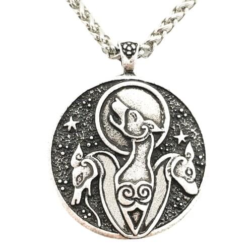 Nostalgia Triple Wolf Amulet Viking Pendant Talisman Jewelry Norse Wicca Ouija Moon Star Animal Necklace Men Pagan Witchcraft