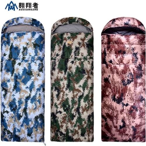 Outdoor Single Person Three-Color Digital Camouflage Down Camping Envelope Type Alpine Warm Sleeping Bag