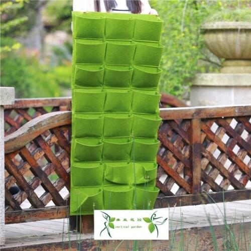 Pocketgarden Hanging planting bag Living Wall Planter Vertical Herb Garden Hanging Flower Pot grow bags 24 Pockets
