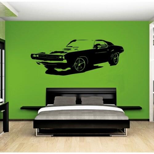 Removable Large Car Dodge Challenger Bedroom Wall Sticker Art Home Decor Vinyl Sticker Living Room Wall Paper A-102
