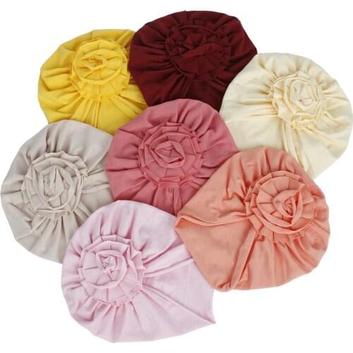 Newborn Hats Cute Flower Baby Hat Soft Cotton Kid Turban Beanie Newborn Infant Bonnet Photography Props Clothes Accessories