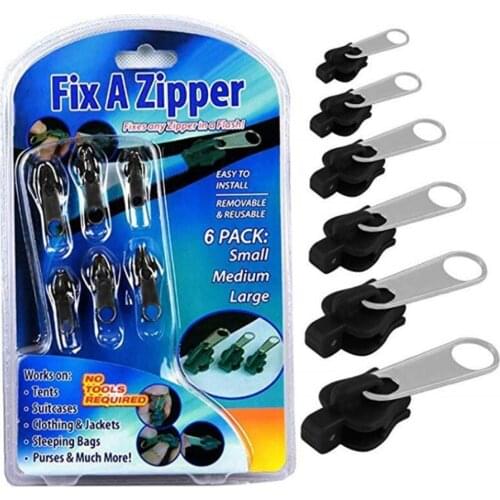 6 PCS/Bag Universal Instant Fix Zipper Repair Kit Replacement Zip Slider Teeth Rescue New Design Zippers For Sewing Clothes