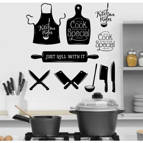 Vinyl Table knife Soup spoon apron Wall sticker Hotel Kitchen accessories sticker decor Restaurant home decoration decal HY513