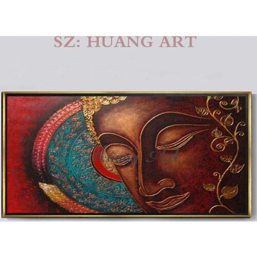 High Skilled Artist Hand-painted Modern Wall Art Buddha Portrait Oil Painting on Canvas Gold Buddha Oil Painting for Wall Art