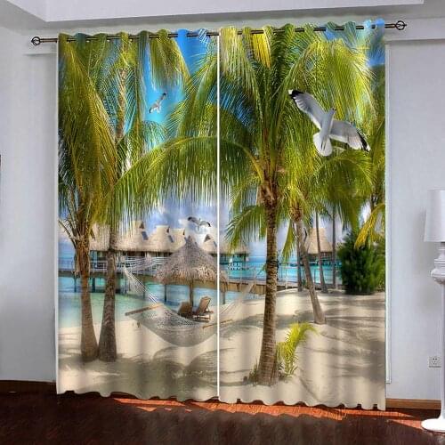 3D Curtain Custom Seaside sightseeing and leisure curtains Bedroom Living Room Office Bathroom Kitchen curtain decor