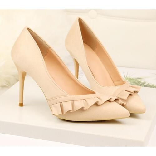 2021 Summer Autumn New Fashion Pointed Attractive Wrinkle Band Elegant Women Pumps Sexy High Heel Fairy Girl Lady Female Shoes