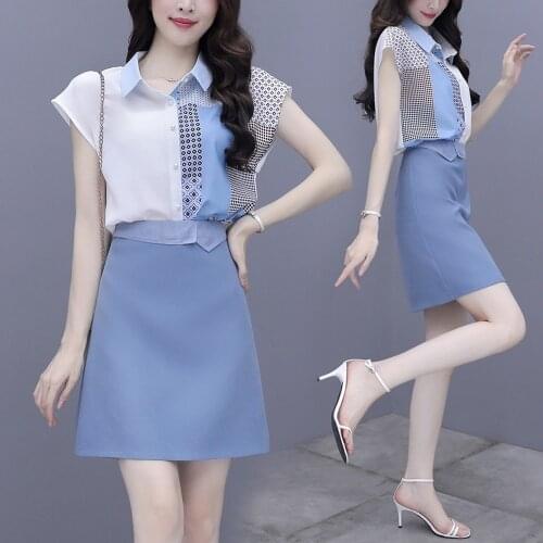 Jospoo Hepburn Style Chiffon Shirt & Skirt Two Piece Sets Elegant Korean Style Suits 2020 New Womens Young Style Summer Outfits