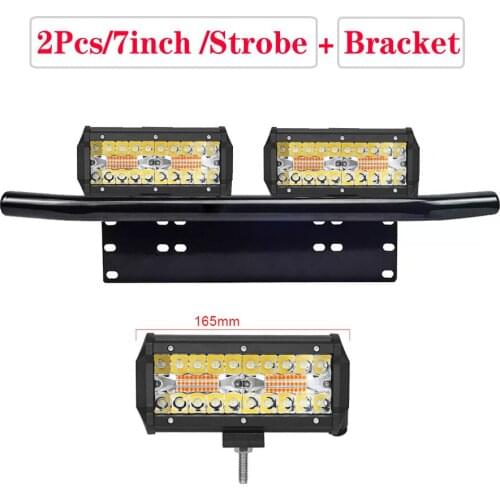 1SET Headlight Spotlight Mount Bracket Bumper License Numer Plate Holder+LED Work Strobe light For Jeep JK 4WD Light Bar
