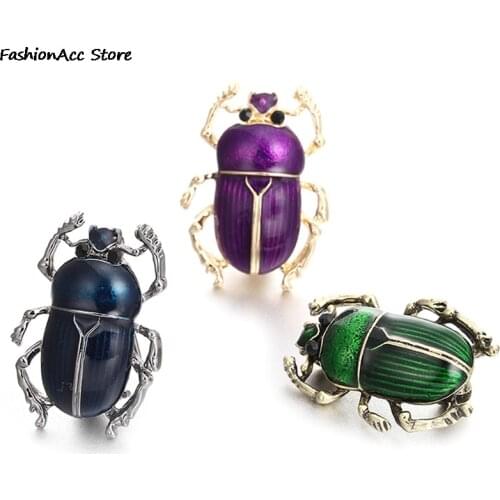 1PC Brooch Vivid Beetle Brooches For Women Kids Smooth Broche Animal Insects Jewelry Hijab Pins Sweater Dress Bijoux Purple