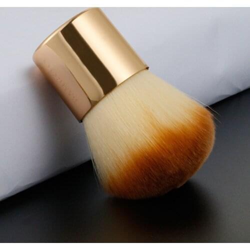 1Pcs Metal Handle Fluffy Face Powder Blush Brush Golden Portable Makeup Brush Small Champagne Loose Powder Cosmetic Tools
