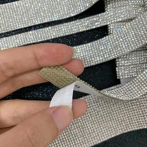 1 yard Wide Crystal clear Rhinestone Trim Sew on rhinestone chain Iron Glue on Hot Fix Rhinestones DIY shoes clothing Decoration