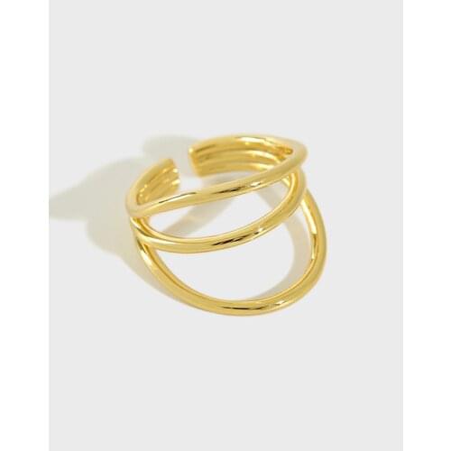 Womens 100% Authentic 925 Sterling silver Hollow Triple Rows Band Ring tlj959