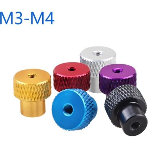 5pcs/lot M3 M4 Through Hole Aluminium Knurled Nuts Hand Grip Knobs Rack Thumb High Step Nut