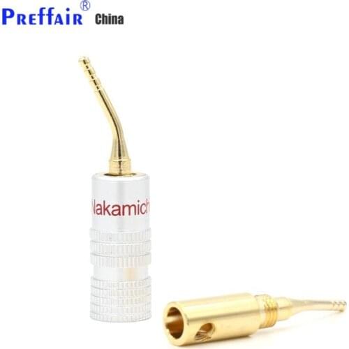 8PCS 2mm Banana Plug Gold Plated Speaker Cable Pin Angel Wire Screws Lock Connector For Musical HiFi Audio