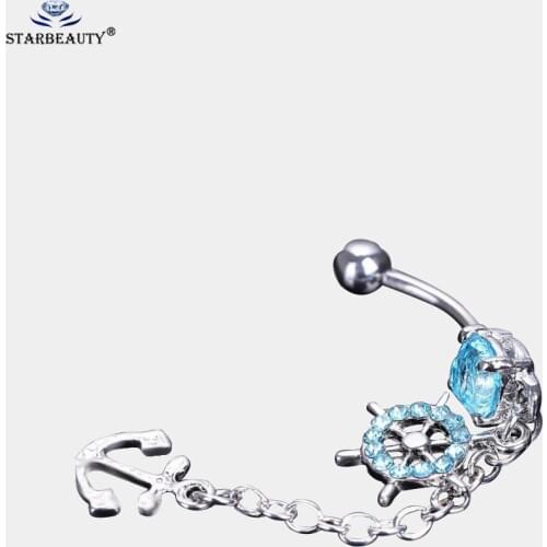 Rudder Boat Hook Belly Button Earring 14G Surgical Steel Belly Piercing Navel Earring Barbells Button Earrings Body Accessory