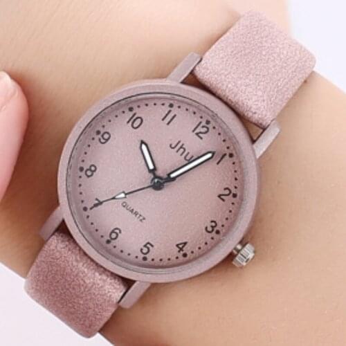 Hot Frosted Digital Lady Simple Casual Pink Leather Watch Luxury Quartz Wristwatches Women Clocks Montre Femme Reloj Mujer часы