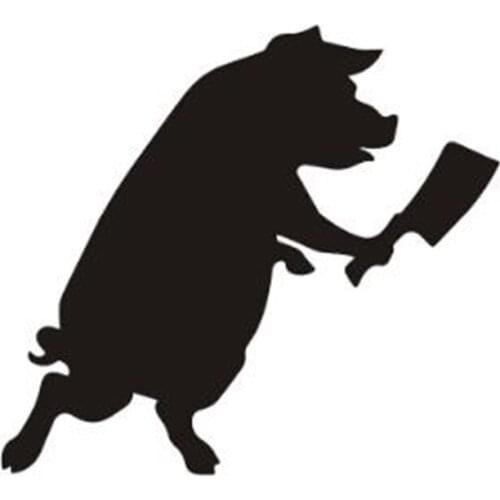Black/Sliver Funny PIG WITH BUTCHER KNIFE Vinyl Car Sticker Vinyl Windowns Decal Auto Car Accessories C702