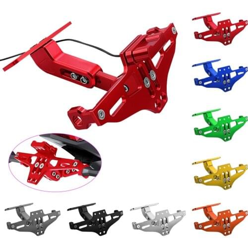 LED Light License Plate Holder Registration Bracket Fender Eliminator For Honda Yamaha Suzuki Kawasaki Ducati KTM BMW Aprilia