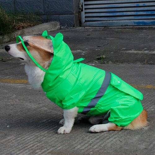 Fashion Corgi Dog Rain Coat Waterproof Thin Four-legged Dog Raincoat Rainy Day Pet Clothes with Bag Dog Clothing