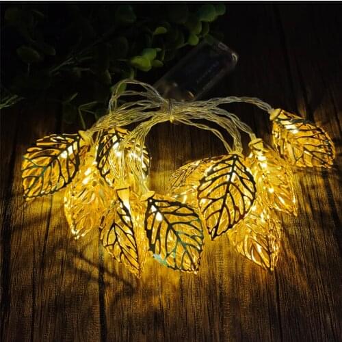 Garland String Lights Gold Leaf Lights 1.5m / 3m Holiday LED Battery Powered Fairy Lights Living Room Garden Wedding Decorative