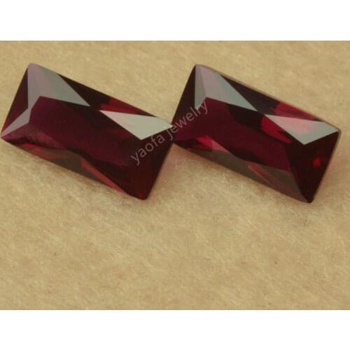 Hot Sale 5A 1.5x3~13x18mm 8# Very Dark Red Corundum Stone Loose Rectangle Cut Baguette Shape Synthetic Corundum Gems For Jewelry