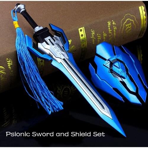 Alloy Sword Toy Animation Game Peripheral Psychic Sword and Shield Set 17 Cm Weapon Model Cosplay Metal Crafts Not Edged