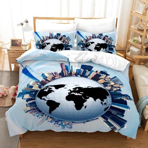 3D Design Earth Pattern Bedding Cover Set Quilt Duvet Cover+Pillowcases Bed Linens Set 2-3PCS Single Double Queen King Size