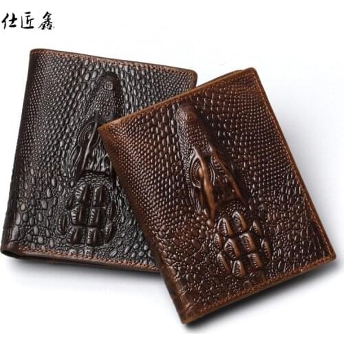 Alligator top genuine leather wallets for men Crocodile pattern Exquisite craft fashion design for men short section high-qualit