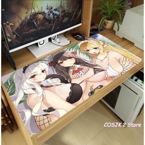 Anime Azur Lane Hiei Kirishima Yuugure Mouse Pad Thicken Laptop Gaming Mice Mat Table Keyboard Mat Anti-Slip Playmat Xmas Gifts