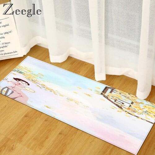 Zeegle Kitchen Carpet Anti-slip Living Room Rug Bathroom Shower Mat Hallway Floor Rug Absorbent Bedside Carpet Mat Soft Foot Mat