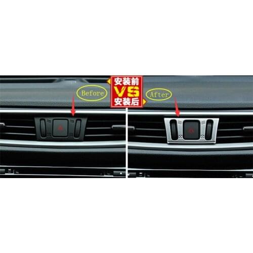 Lapetus Middle Air AC Outlet Vent / Warning Lights Button Frame Cover Kit Accessories For Nissan Rogue / X-trail 2014 - 2020 ABS