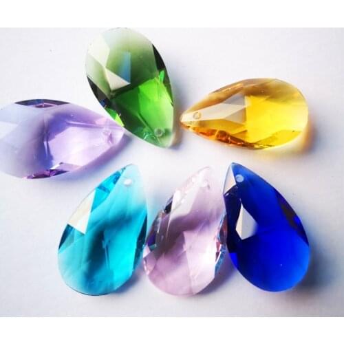 Lovely 28mm Multicolor Crystal Chandelier Pear Pendants (Free rings) Diy Suncatcher Accessories For Christmas Tree Decoration