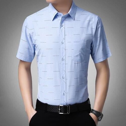 BROWON 2020 New Fashion Men Shirts Casual Print Slim Fit Short Sleeve Turn-down Collar Business Shirt Plus Size Men Clothing