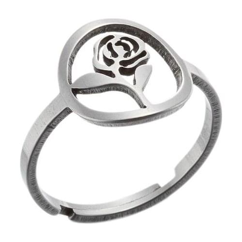 Minimalism Stainless Steel Geometric Flower Tree Rings Jewelry Temperament Women Daily Party Engagement Dating Knuckle Ring