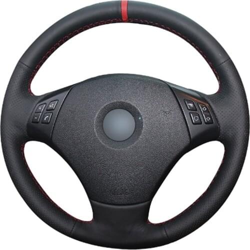 New Anti Slip Black Leather Steering Wheel Stitch on Wrap Cover For BMW E82 E90 320 318i 320i 325i 330i 320d X1 328xi 2007