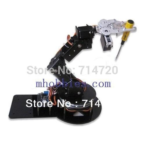 Robot arm as-6 DOF aluminium clamp claw mount kit with servos and 32 road servos controller