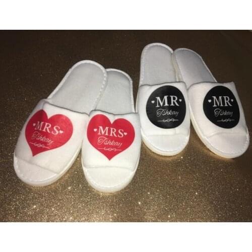 Personalize name Bride groom slippers bridesmaid maidof honour bridal party spa birthday wedding New Year Christmas party favors