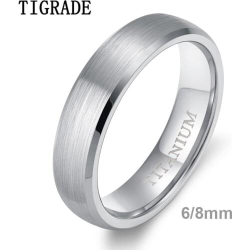 TIGRADE Classic Wedding Band Brushed Men Women Titanium Ring Domed Engagement Jewelry 6/8mm Simple Unisex Rings bague pour femme
