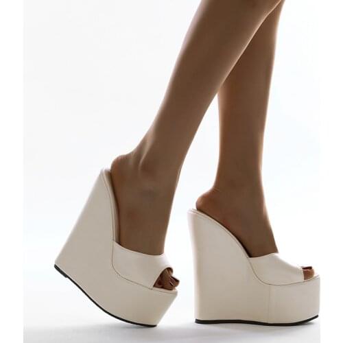 European Style Spring Simple High Heel Sandals Wedges Heel Slippers Shoes Size 35-42